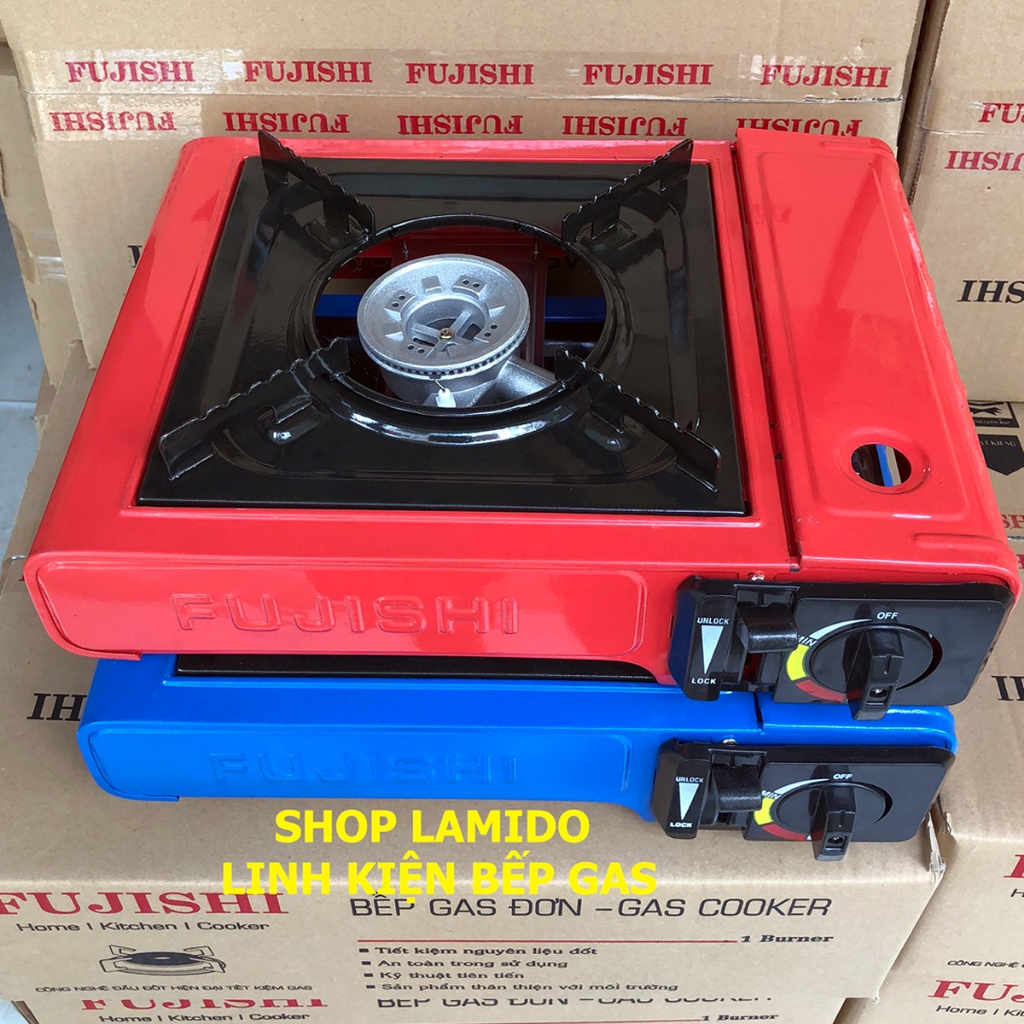BẾP GAS MINI FUJISHI 2 MÀU XANH/ ĐỎ , BẾP GA DU LỊCH DÙNG BÌNH GAS, LON GA MINI - HÀNG CHÍNH HÃNG